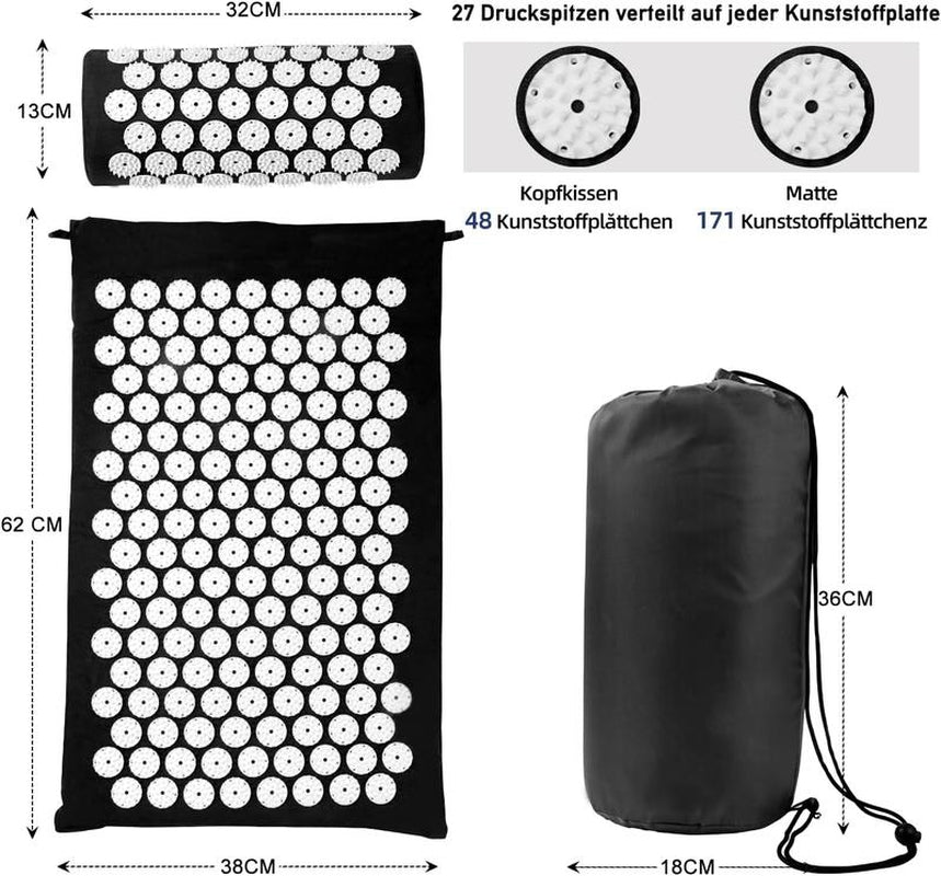 Acupressure Mat Set Suitable for Men and Women, Carry a Handbag, Black White
