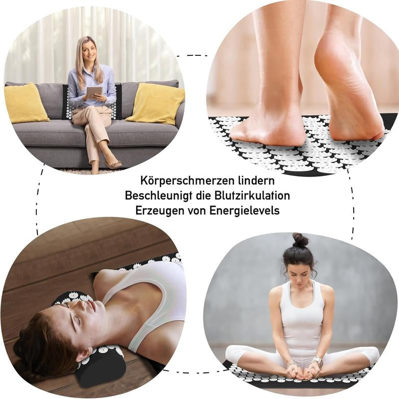 Acupressure Mat Set Suitable for Men and Women, Carry a Handbag, Black White